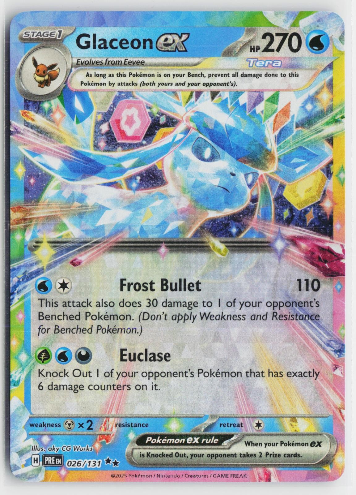 Glaceon ex 026/131 Prismatic Evolutions NM Holo RR Pokemon