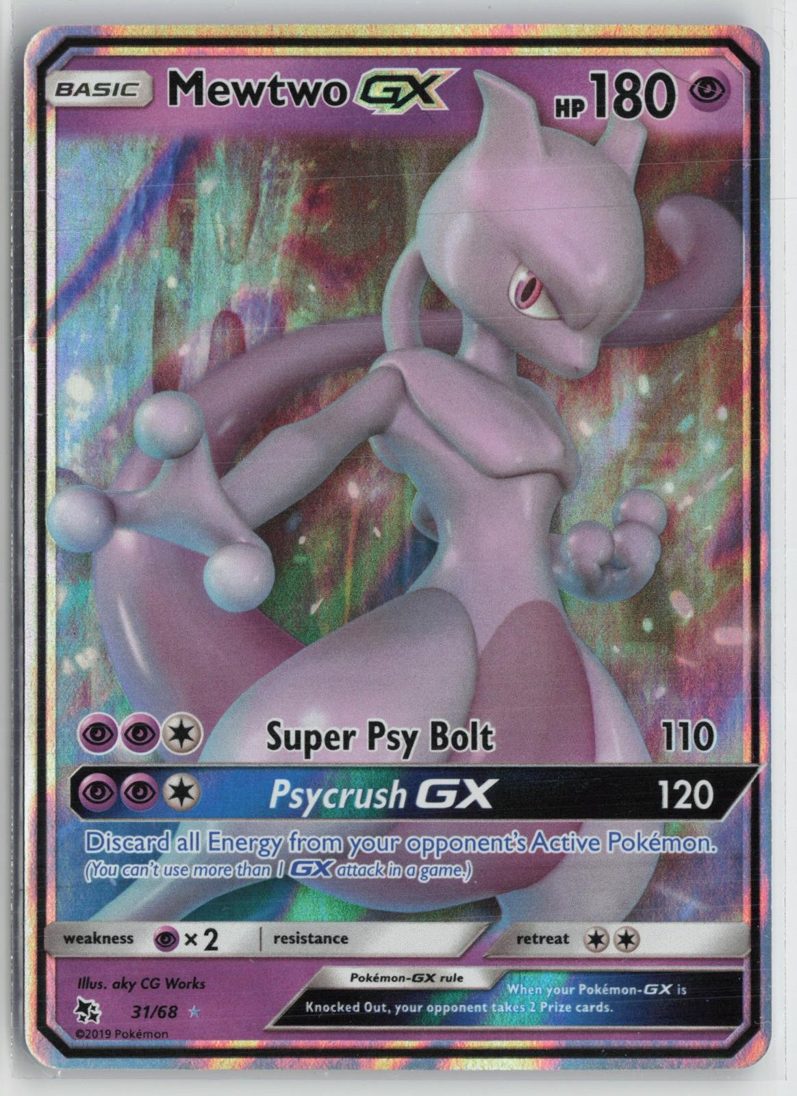 Mewtwo GX 31/68 Holo GX Rare Hidden Fates Pokemon NM