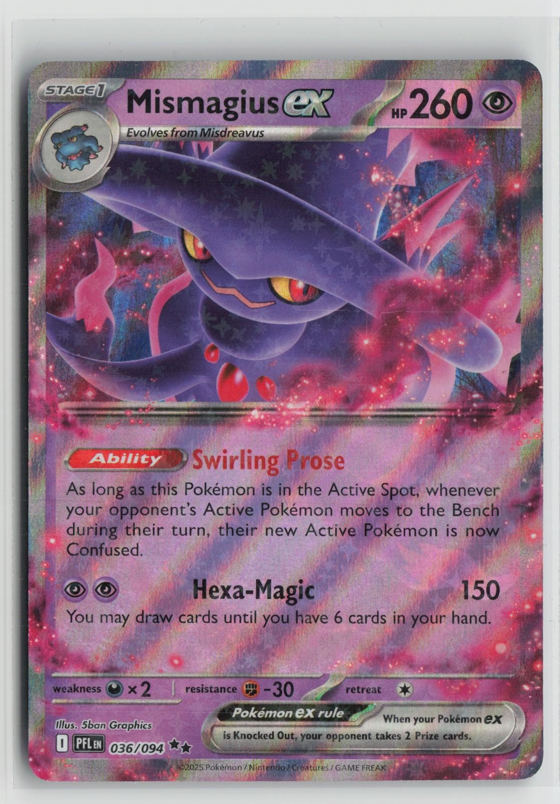 Mismagius ex 036/094 Double Rare Phantasmal Flames Pokemon NM