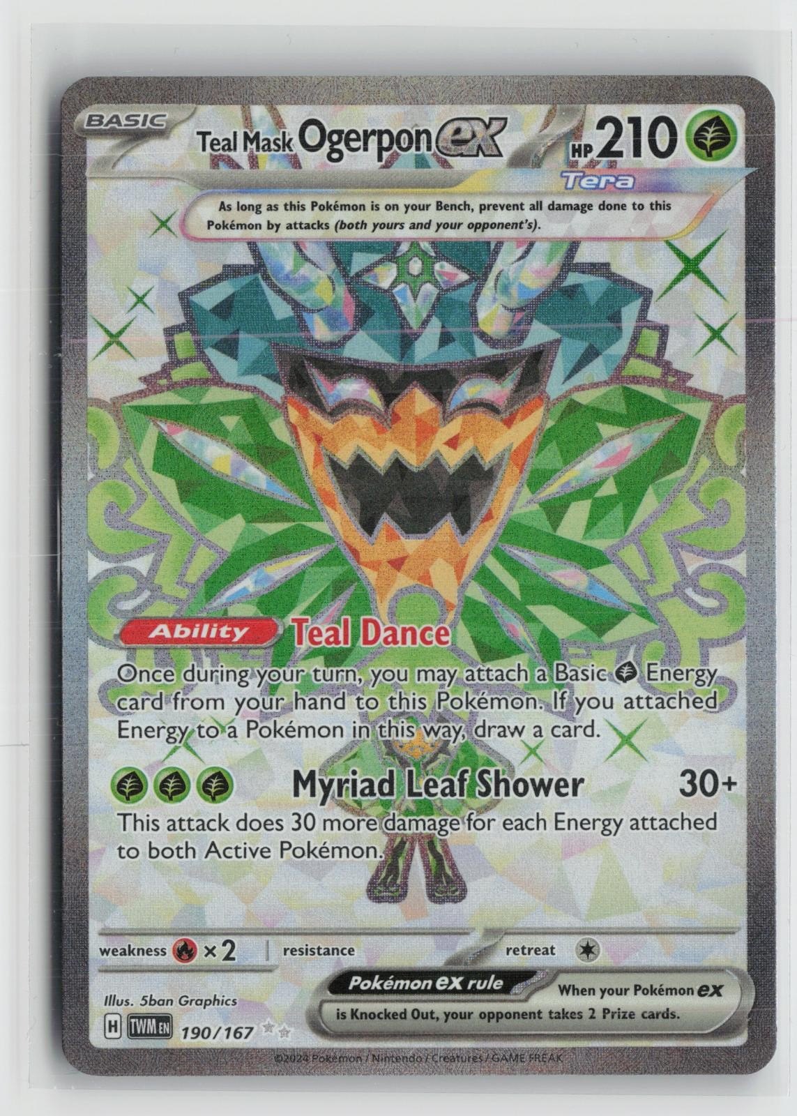 Teal Mask Ogerpon ex 190/167 Ultra Rare Twilight Masquerade Pokemon NM