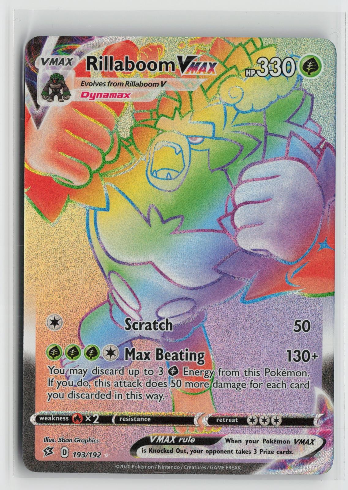 Rillaboom VMAX 193/192 Rainbow Rare Rebel Clash Pokemon NM