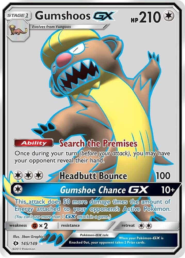Gumshoos GX 145/149 Sun and Moon SUM Ultra Rare mint 145 Pokemon