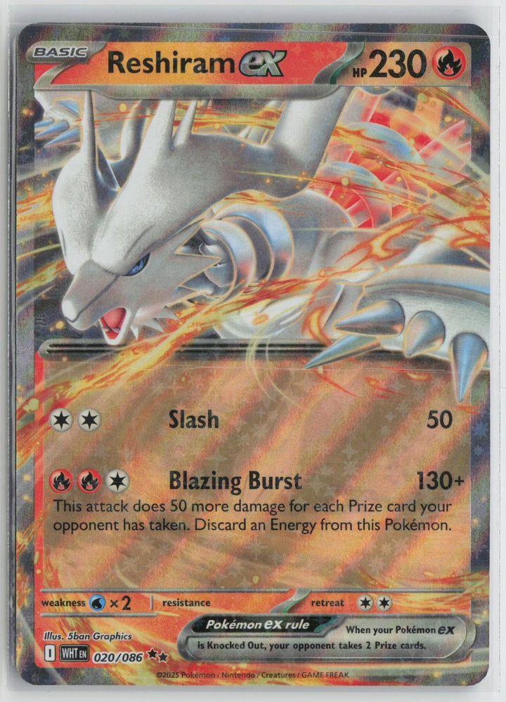 Reshiram ex 020/086 Double Rare White Flare Pokemon NM0