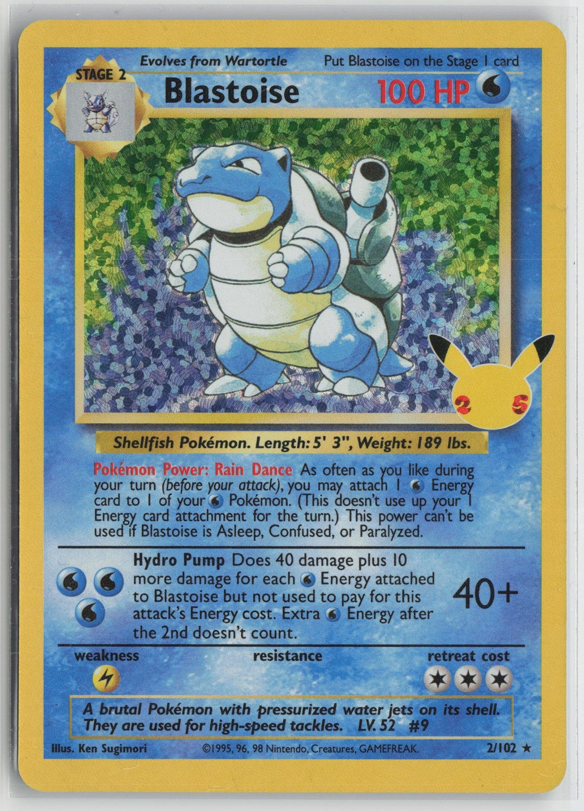 Blastoise 2/102 Classic Collection Celebrations: Classic Collection Pokemon NM
