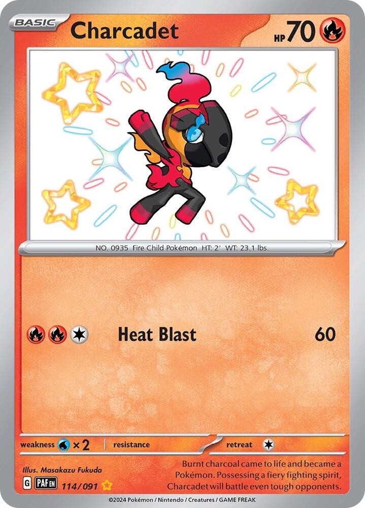 Charcadet 114/091 Paldean Fates PAF Shiny Rare Near Mint Pokemon 2024
