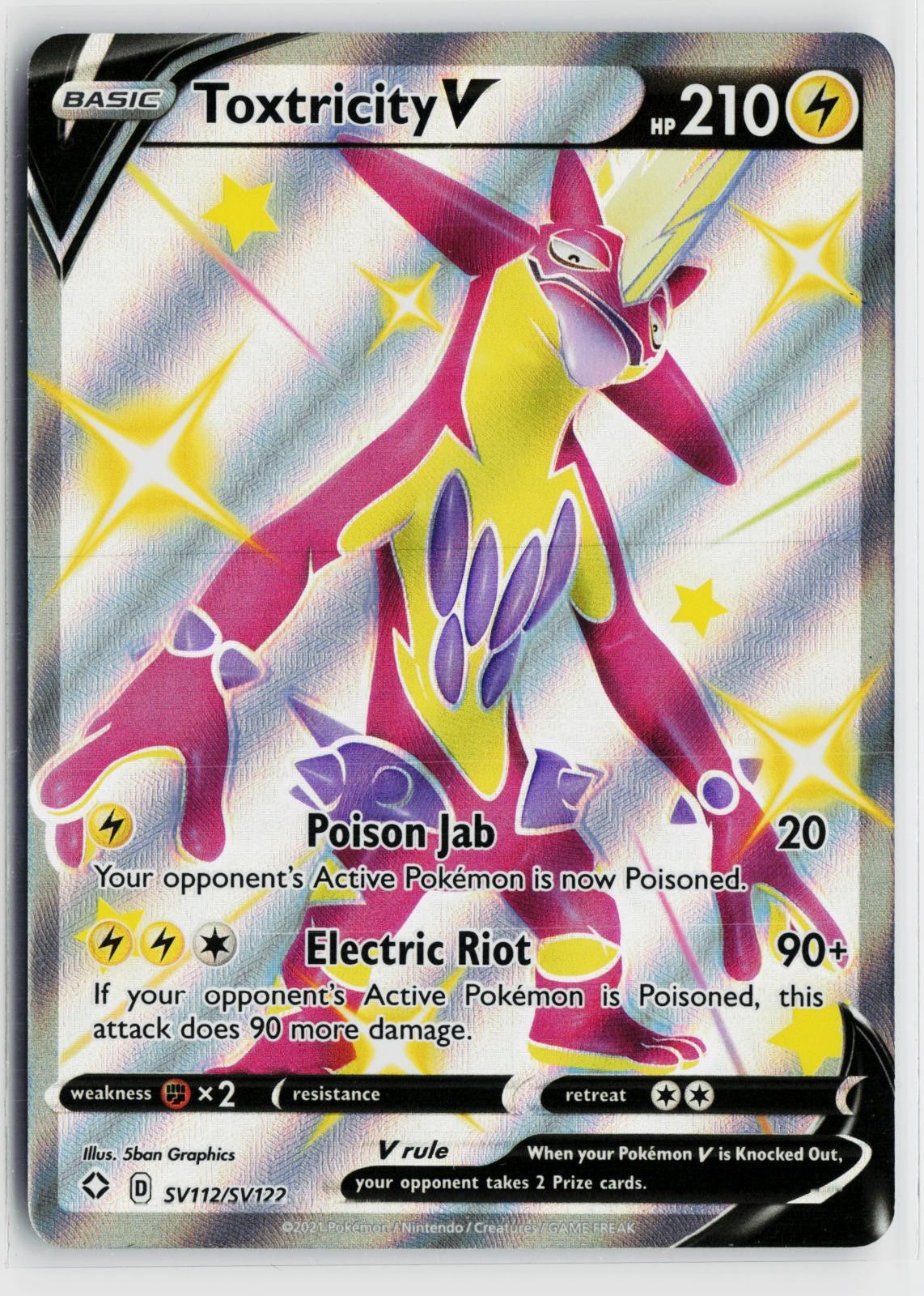 Toxtricity V SV112/SV122 Shining Fates Shiny Vault NM Holo V Rare Pokemon