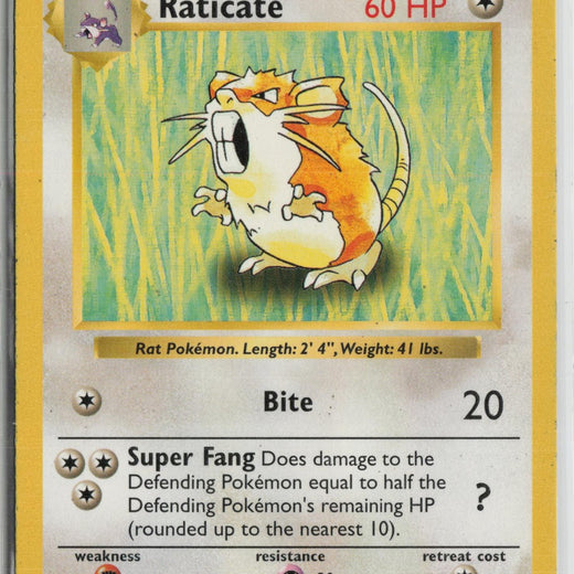 Raticate 40/102 Uncommon Base Set Shadowless Pokemon NM0