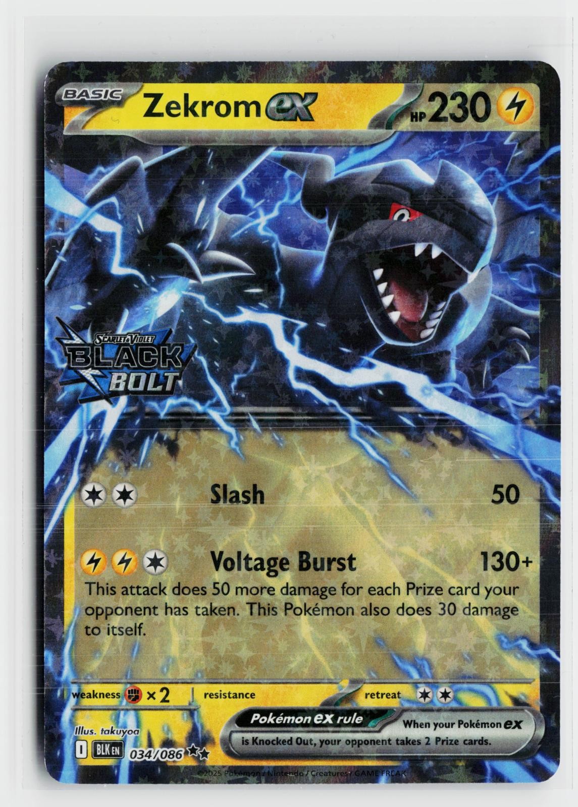Zekrom ex 034/086 Black Bolt NM Holo RR Pokemon