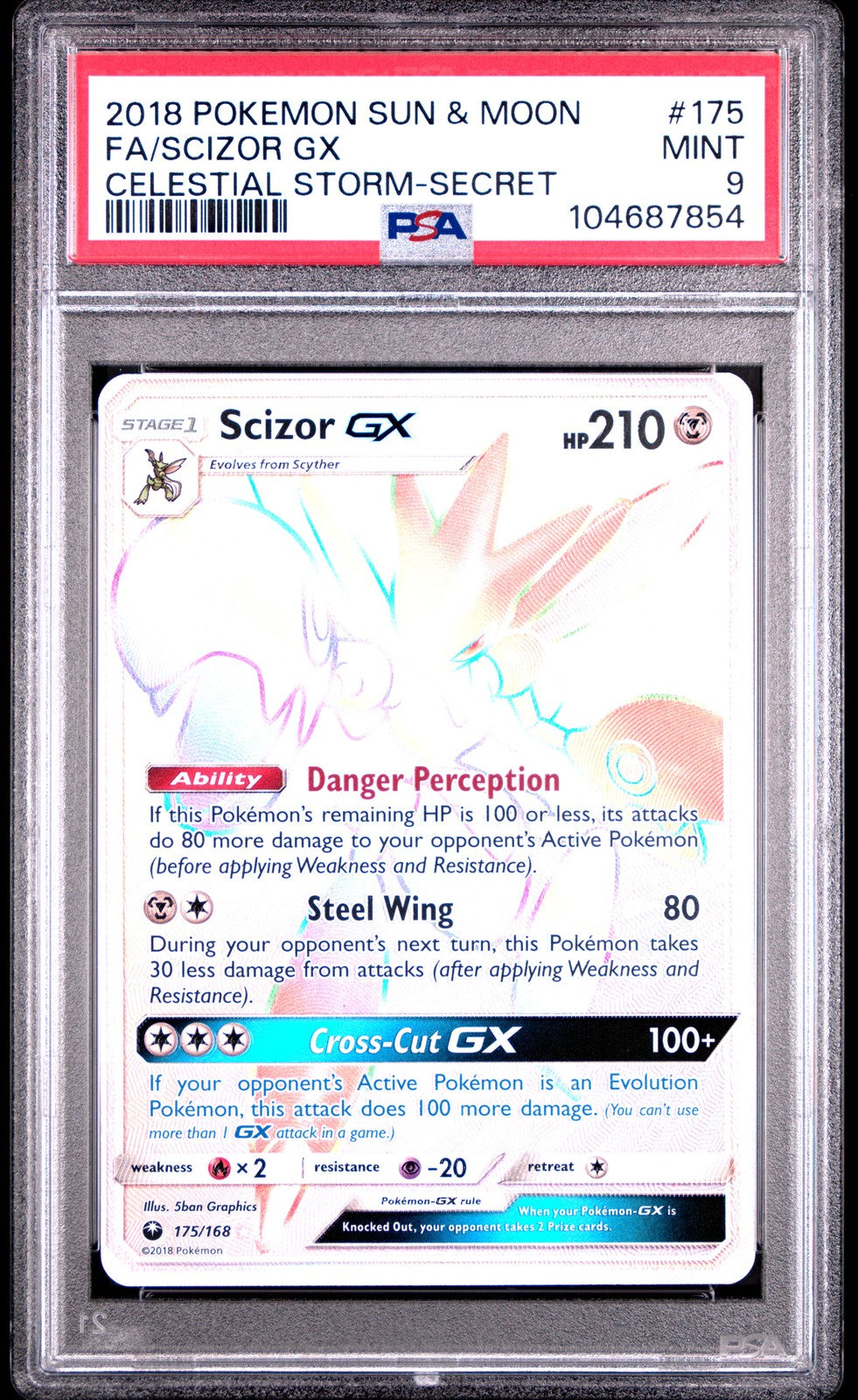 Scizor Gx 175/168 Secret Celestial Storm Pokemon PSA 9