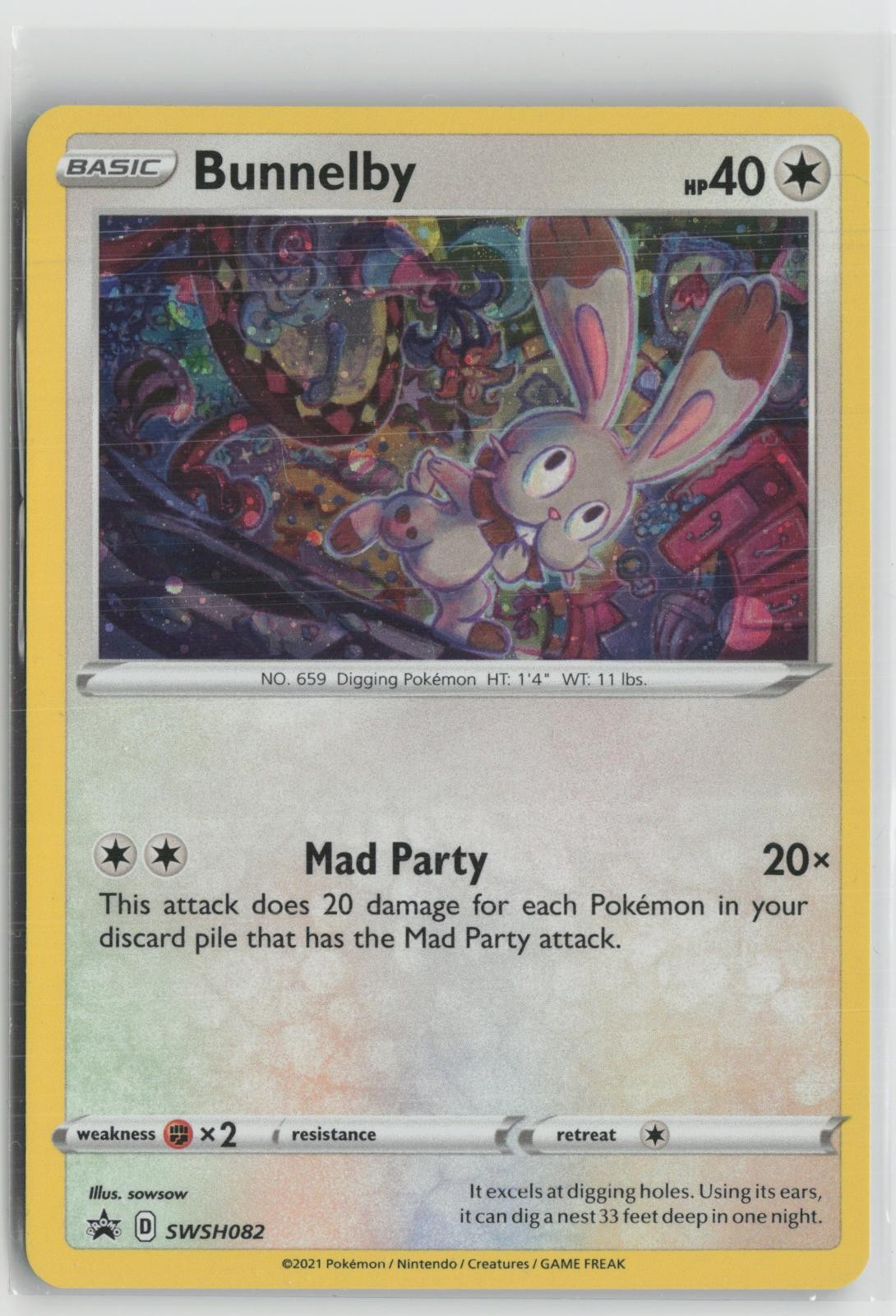 Bunnelby SWSH082 Holo Promo Sword & Shield Promo Pokemon NM