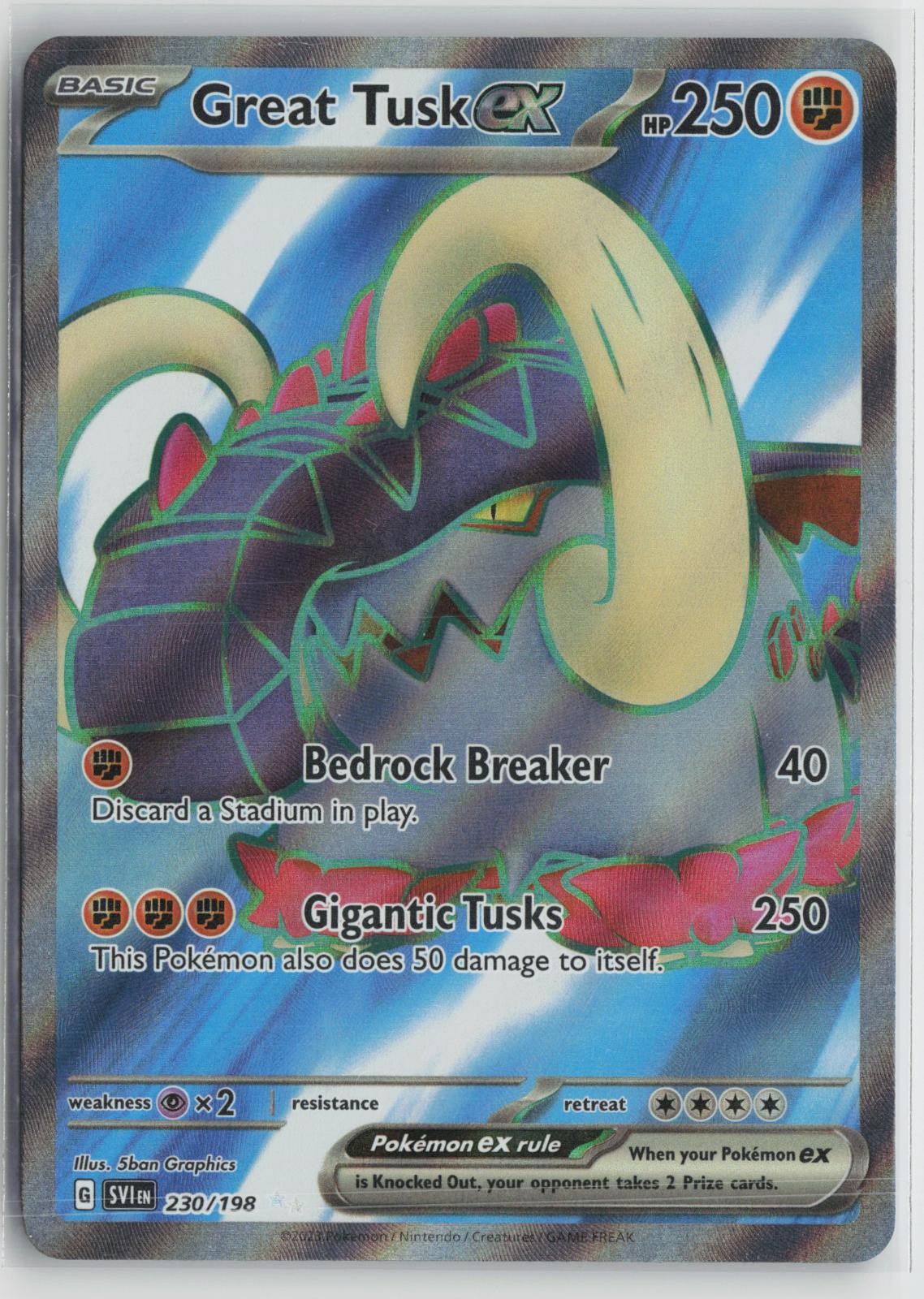 Great Tusk ex 230/198 Ultra Rare Scarlet & Violet Pokemon NM
