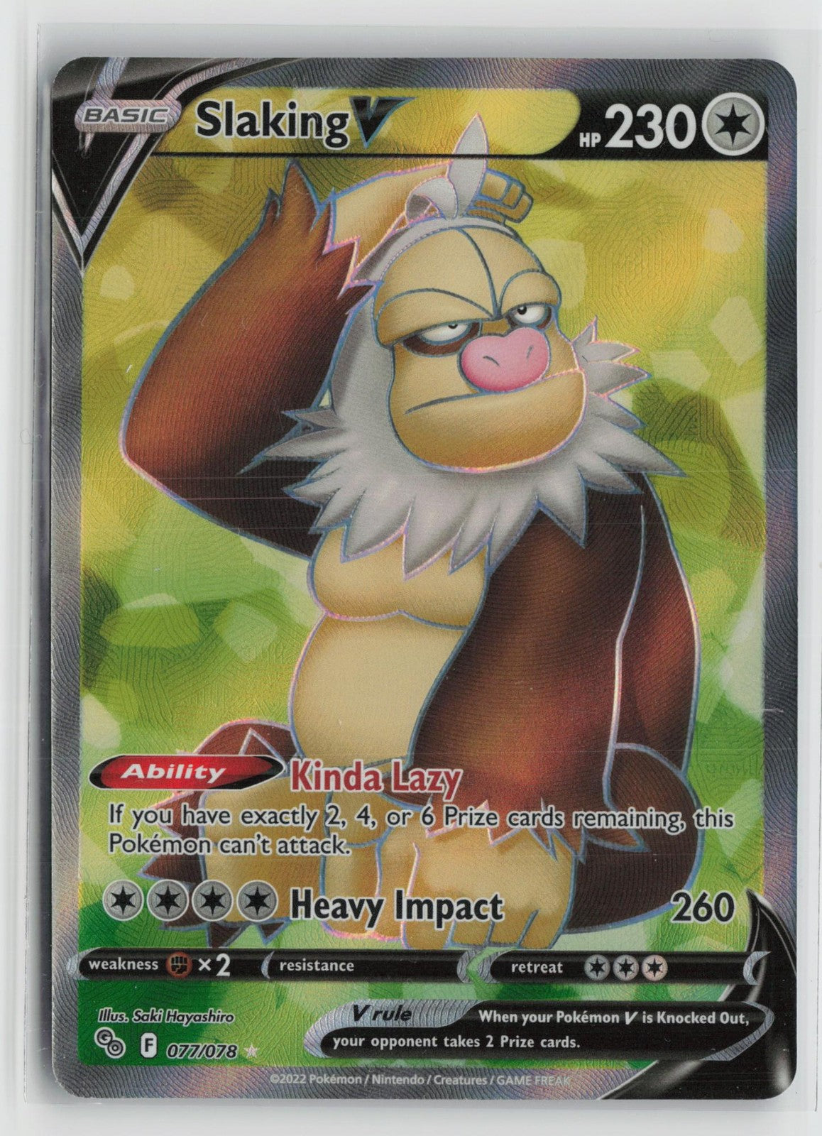 Slaking V 077/078 Ultra Rare Pokemon GO Pokemon NM