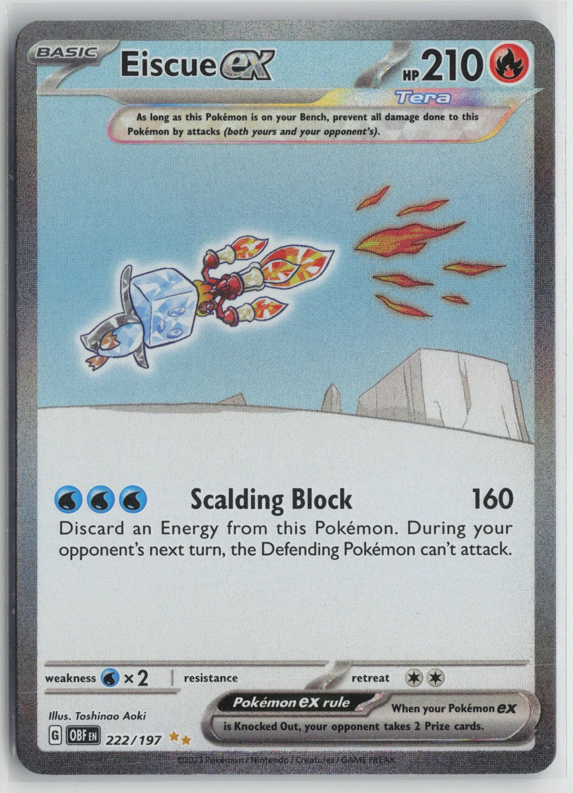 Eiscue ex 222/197 Special Illustration Rare Obsidian Flames Pokemon NM