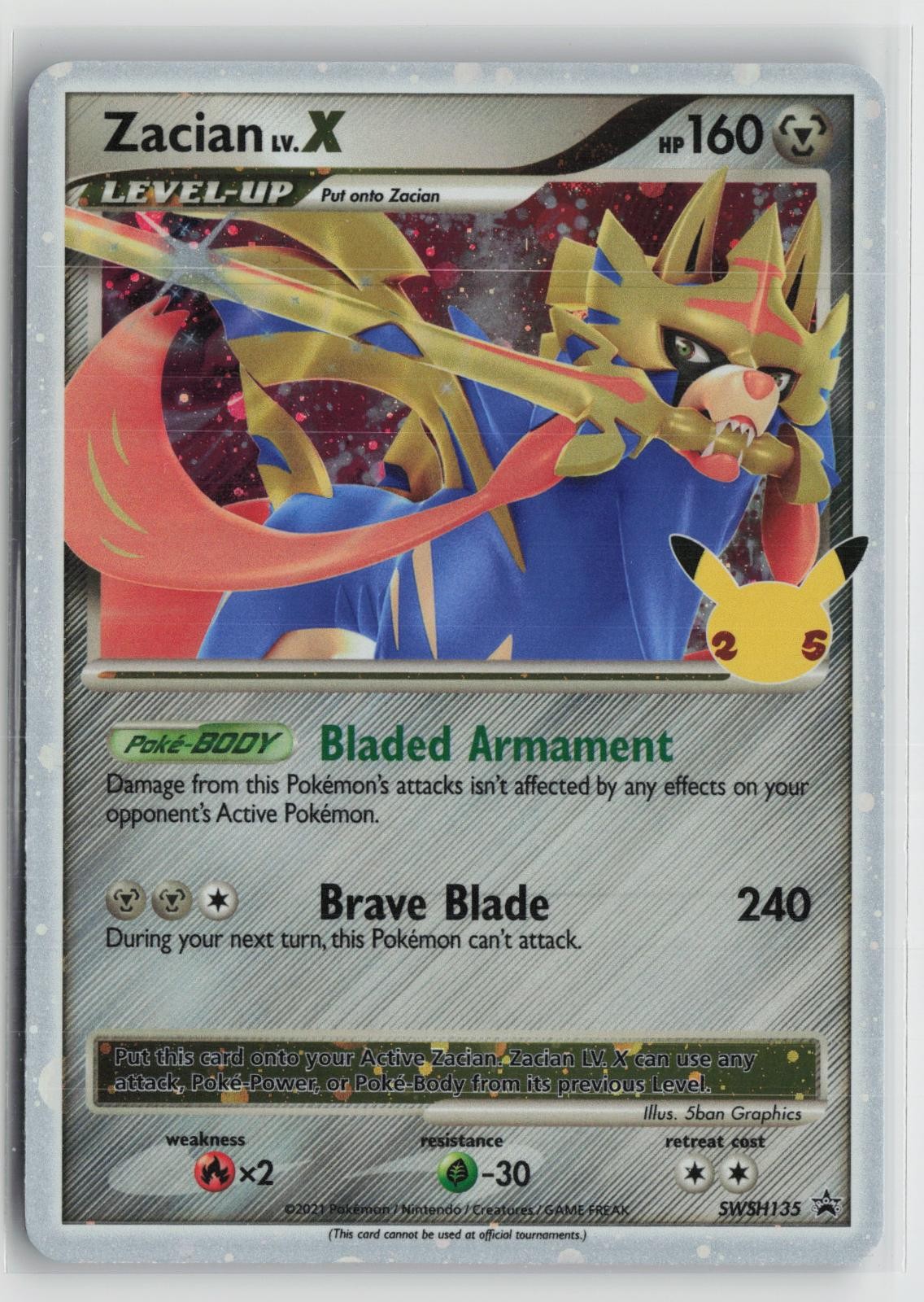 Zacian LV. X SWSH135 Holo Promo Sword & Shield Promo Pokemon NM