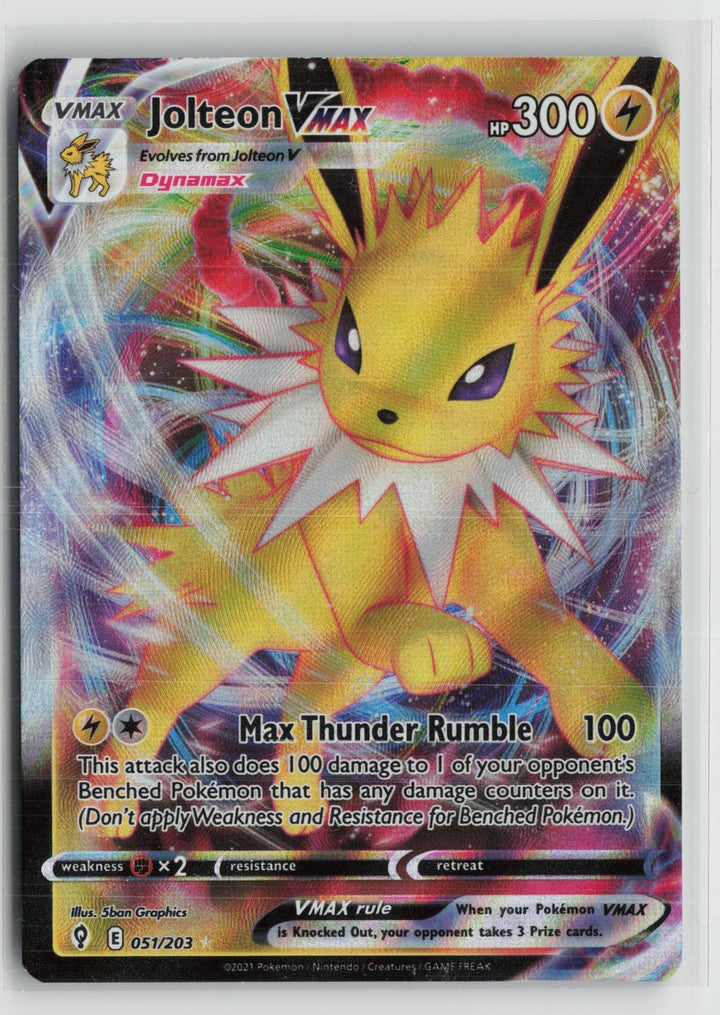 Jolteon VMAX 051/203 Holo VMAX Rare Evolving Skies Pokemon NM0