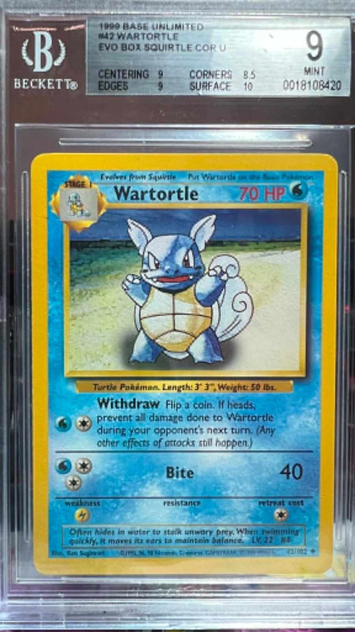 Wartortle (evo Box Squirtle) Cor U 42 Base Unlimited Pokemon Bgs 9 Silver0