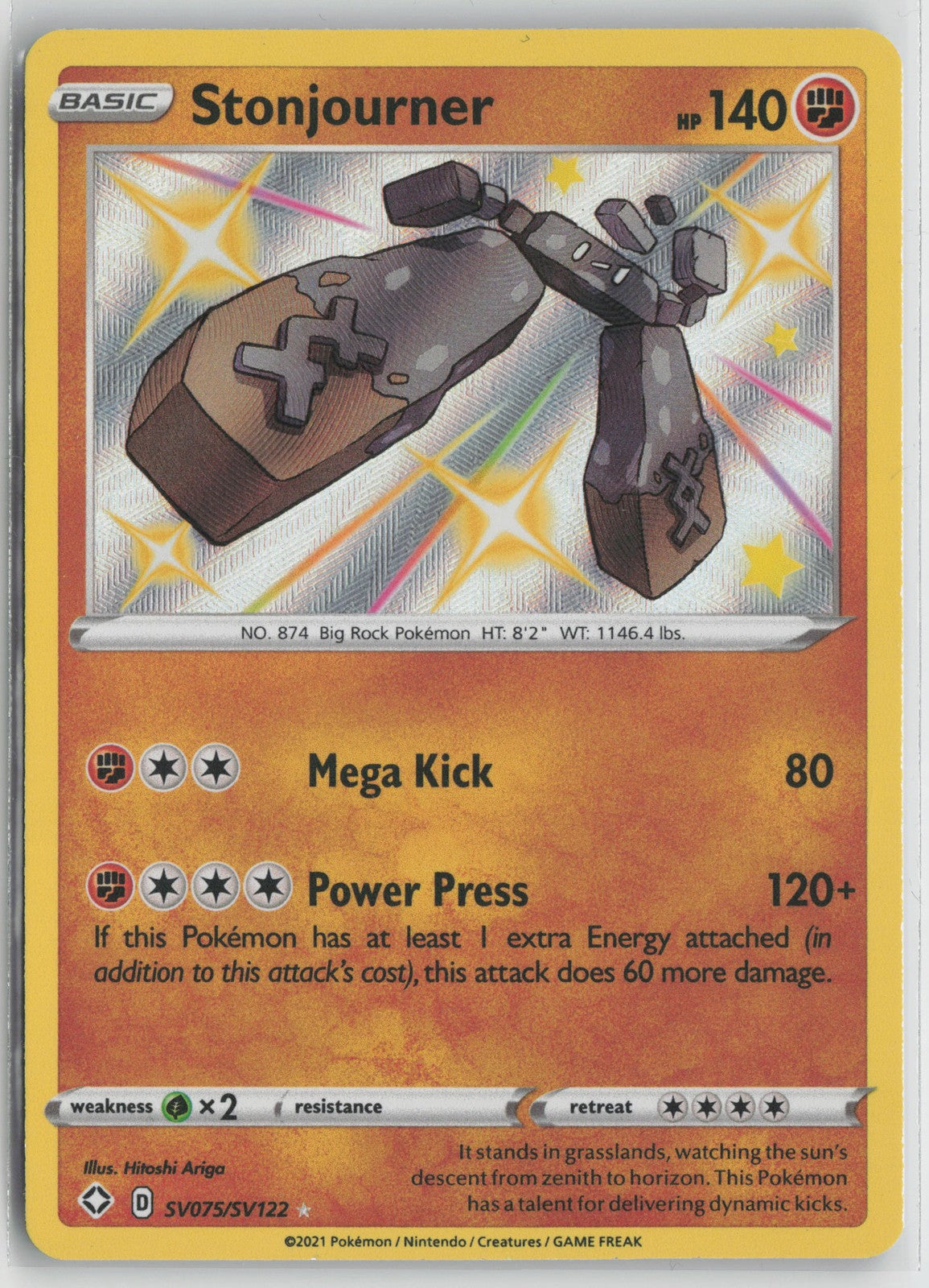Stonjourner Shiny Holo Rare Shining Fates: Shiny Vault SV075/SV122 NM