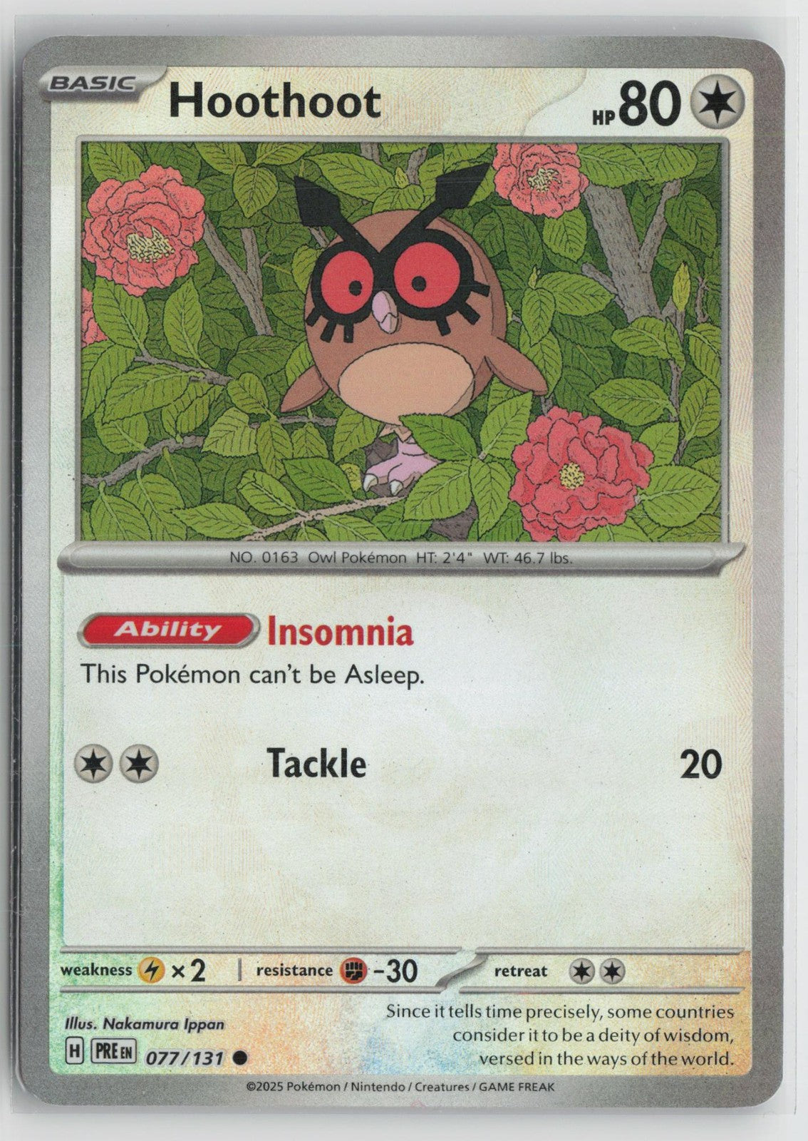 Poke Ball Hoothoot 077/131 Prismatic Evolutions Pokemon NM