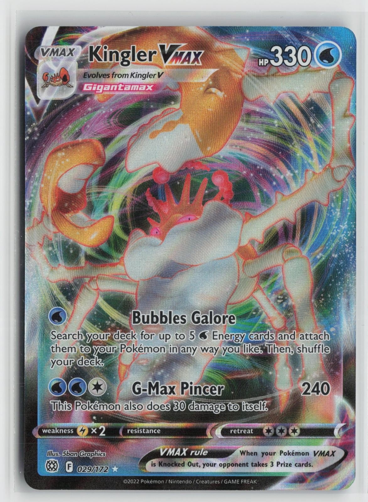 Kingler VMAX 029/172 Holo VMAX Rare Brilliant Stars Pokemon NM
