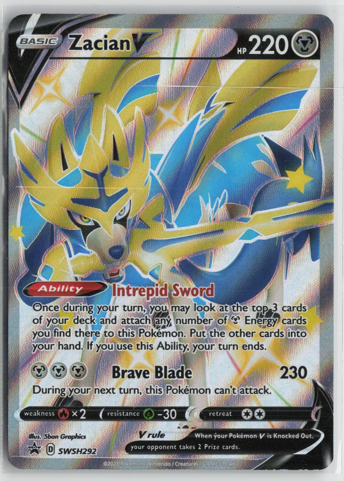 Zacian V (Shiny) SWSH292 Holo Promo Sword & Shield Promo Pokemon NM
