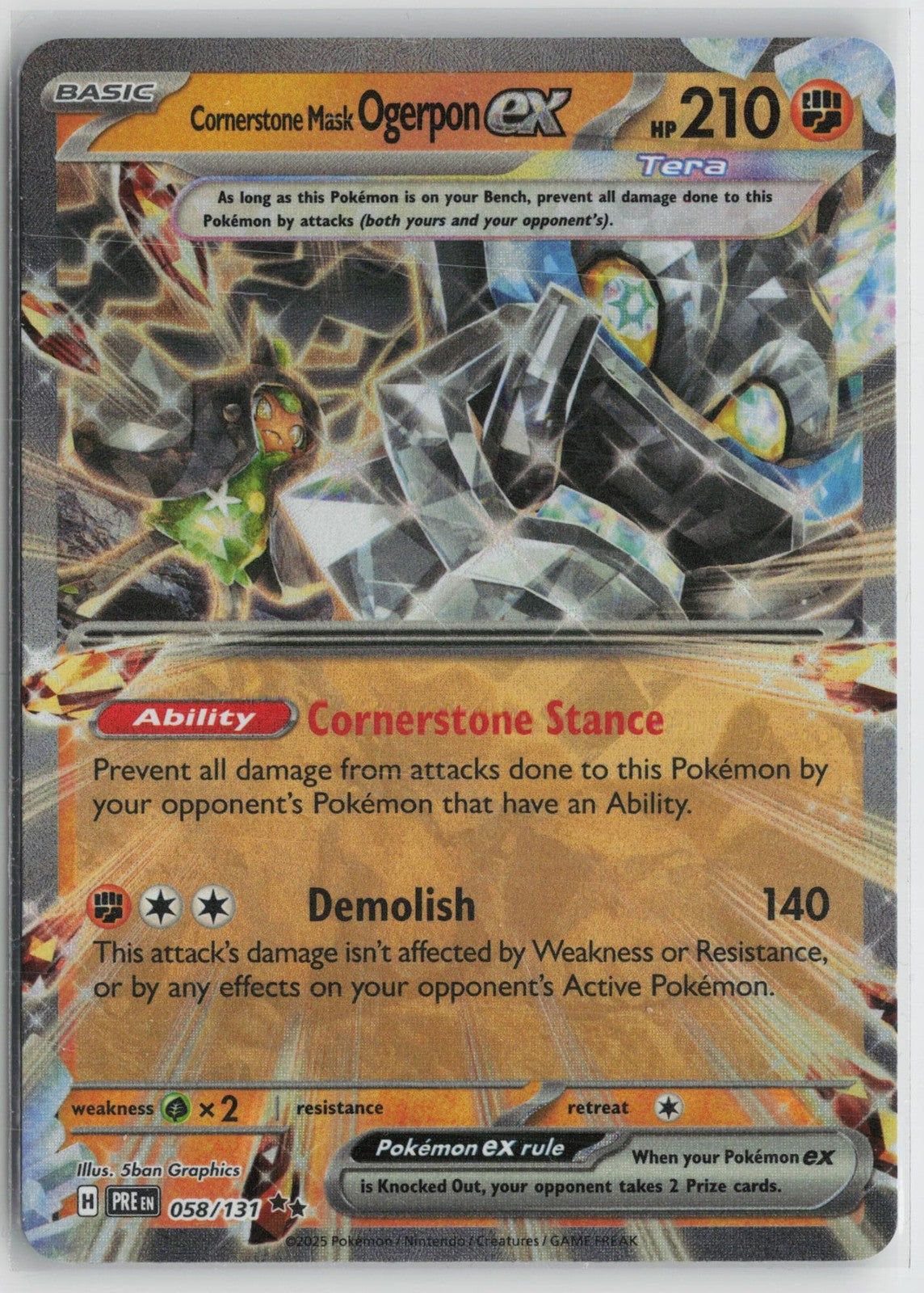 Cornerstone Mask Ogerpon ex 058/131 Double Rare Prismatic Evolutions Pokemon NM