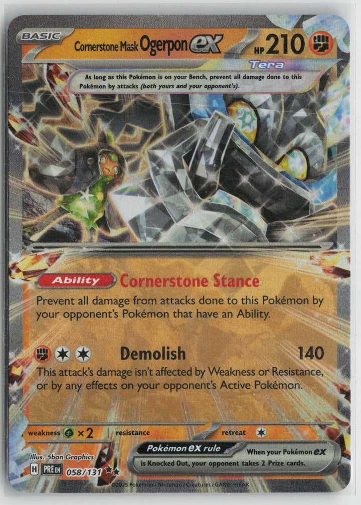 Cornerstone Mask Ogerpon ex 058/131 Double Rare Prismatic Evolutions Pokemon NM0