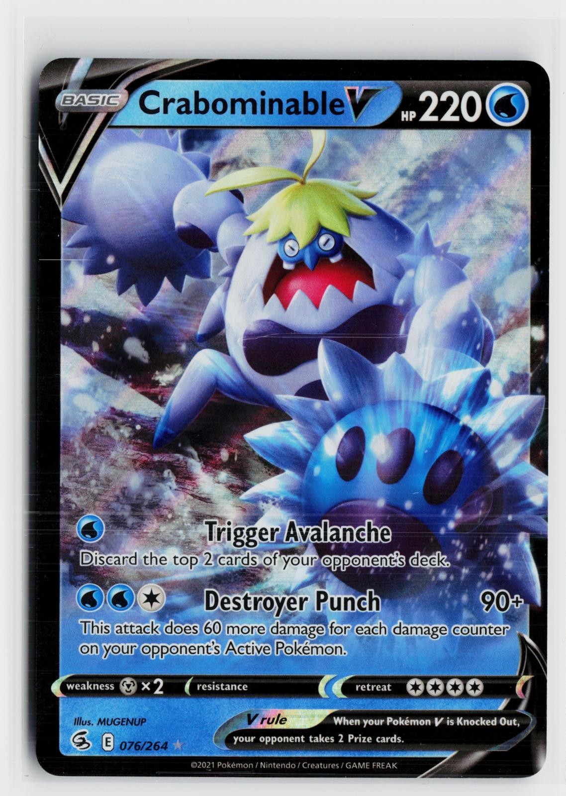 Crabominable V 076/264 Fusion Strike NM Holo V Rare Pokemon