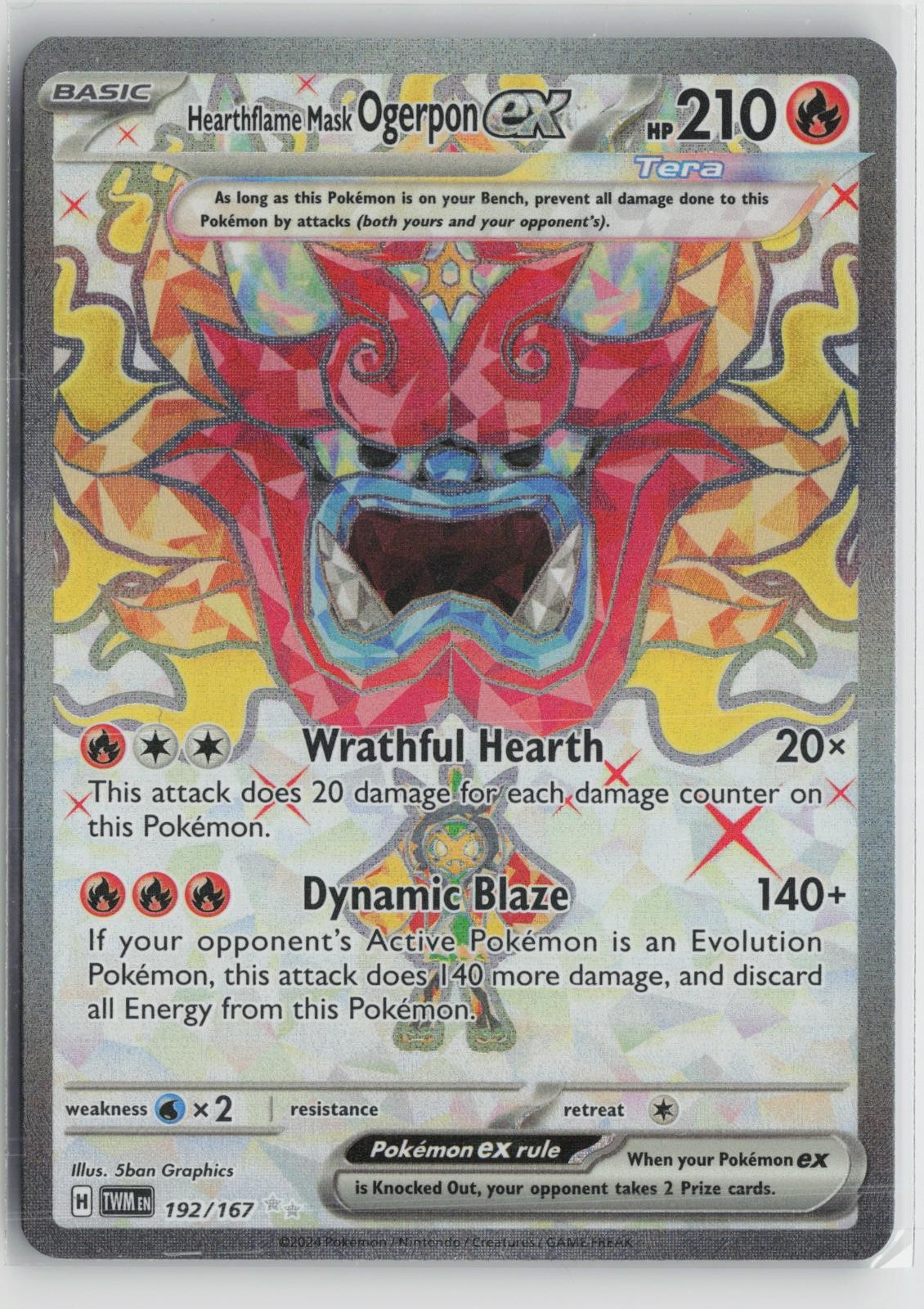 Hearthflame Mask Ogerpon ex 192/167 Ultra Rare Twilight Masquerade Pokemon NM