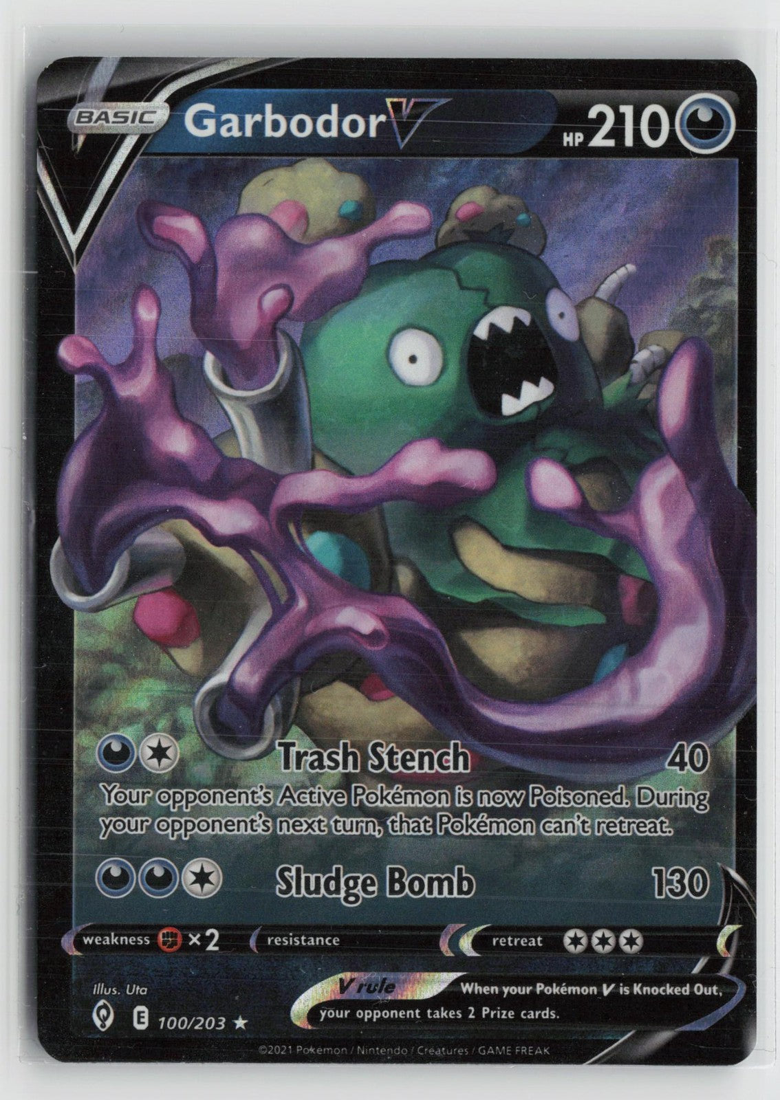 Garbodor V 100/203 Holo V Rare Evolving Skies Pokemon NM