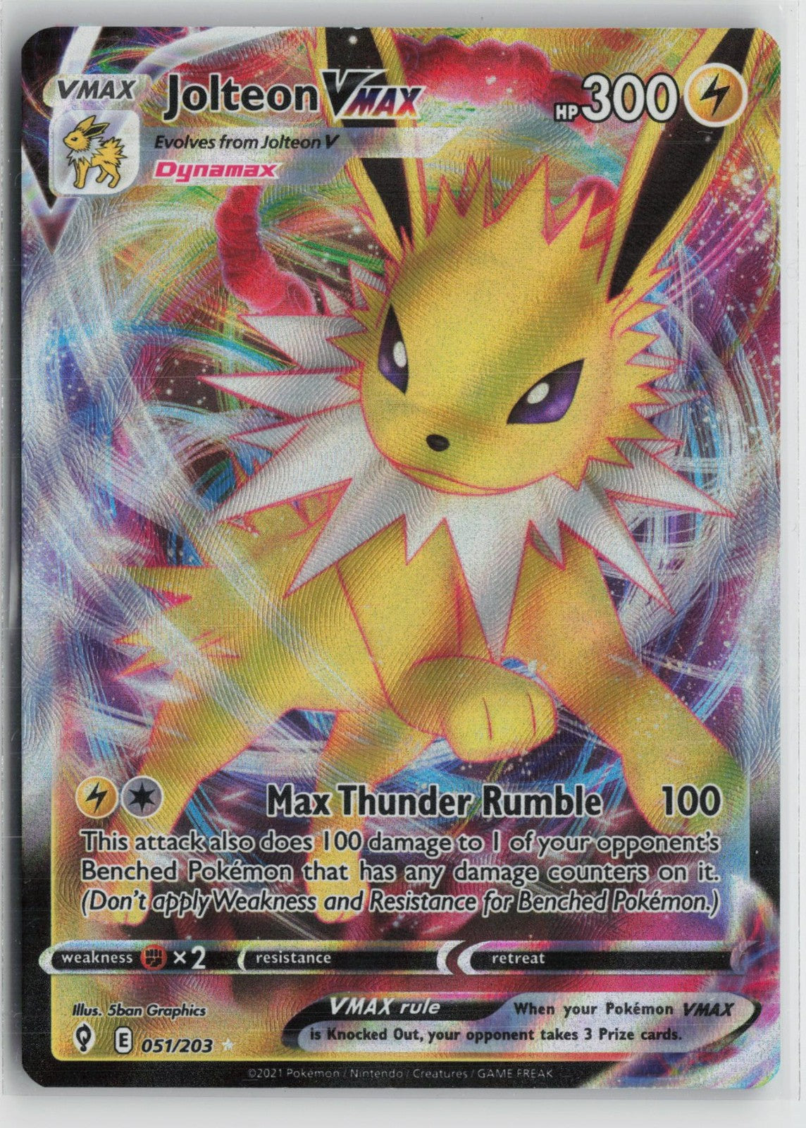 Jolteon VMAX 051/203 Holo VMAX Rare Evolving Skies Pokemon NM