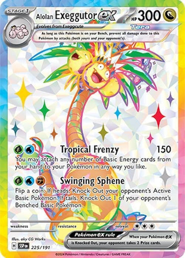 Alolan Exeggutor ex 225/250 Surging Sparks SSP Ultra Rare Near Mint Pokemon 2024