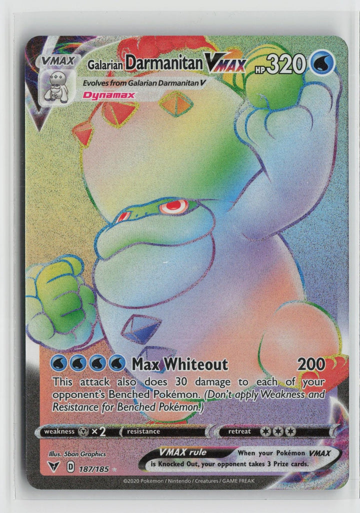 Galarian Darmanitan VMAX 187/185 Rainbow Rare Vivid Voltage Pokemon NM0