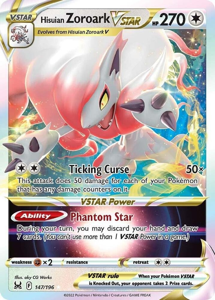 Hisuian Zoroark VSTAR 147/196 Lost Origin LOR Holo Rare VSTAR mint 147 Pokemon
