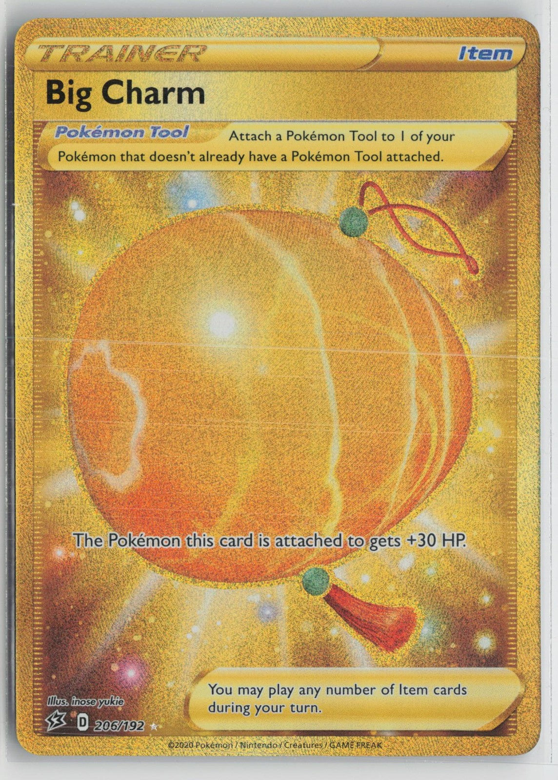 Big Charm 206/192 Secret Rare Rebel Clash Pokemon NM