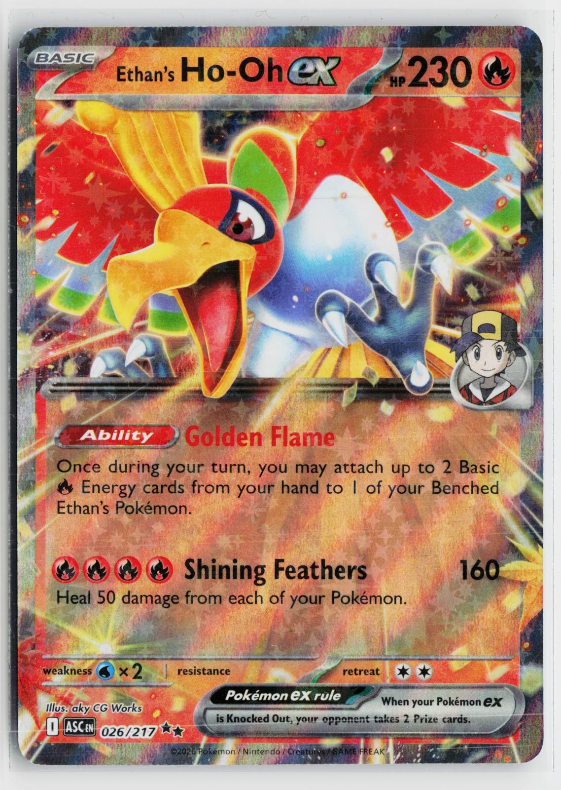 Ethan's Ho-Oh ex 026/217 Ascended Heroes NM RR Holo Pokemon