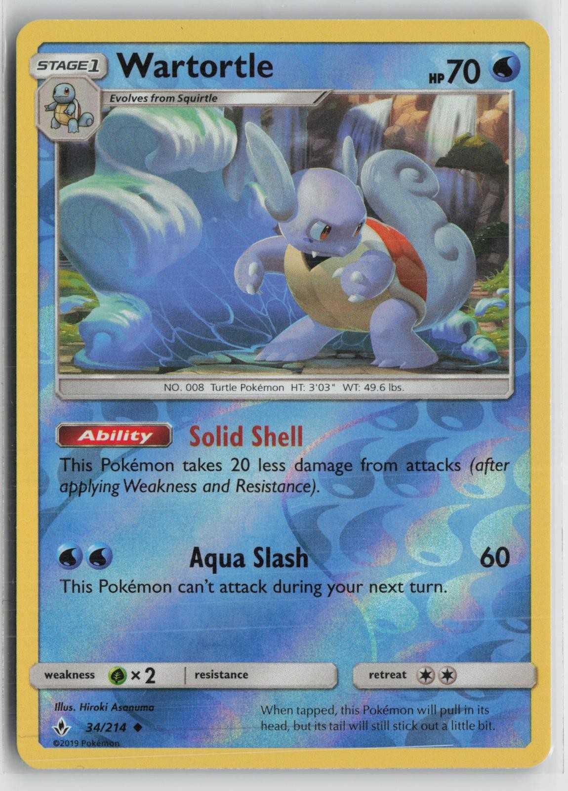 Wartortle 34/214 Reverse Holo Uncommon Unbroken Bonds Pokemon NM