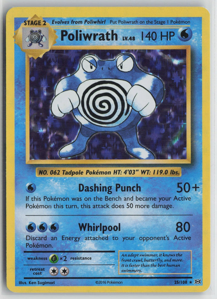 Poliwrath 25/108 Holo Rare Evolutions Pokemon NM0