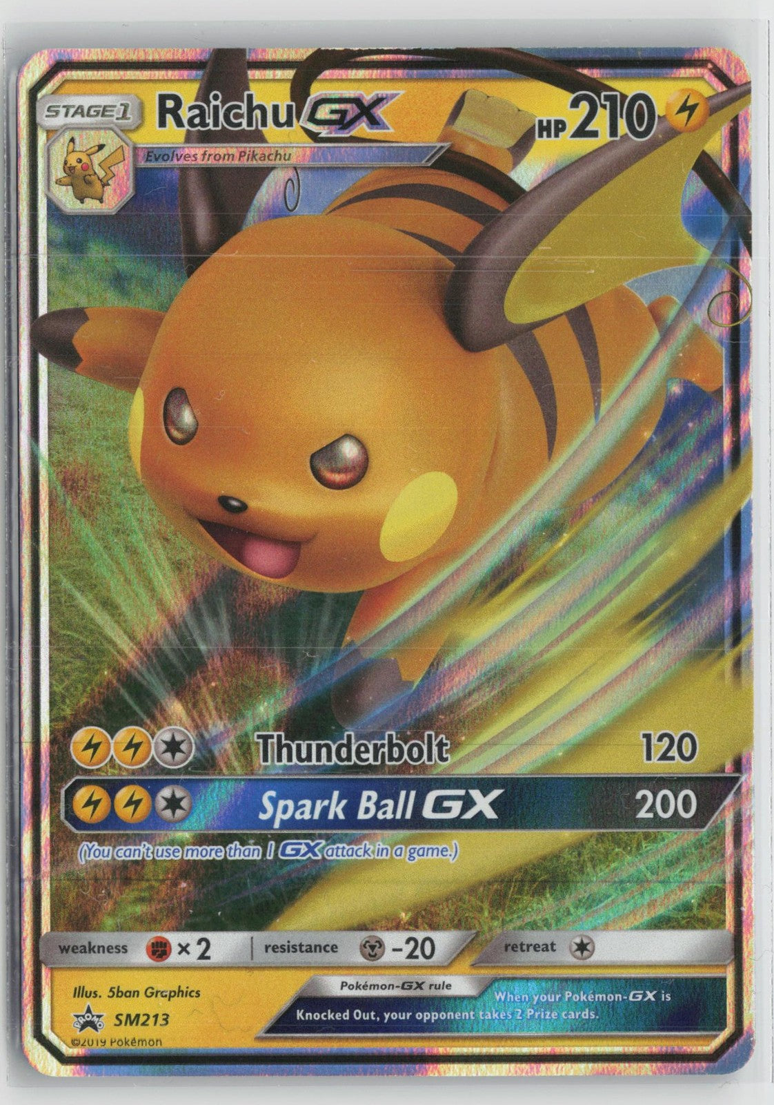 Raichu GX - SM213 Holo Promo Sun & Moon Promo Pokemon NM