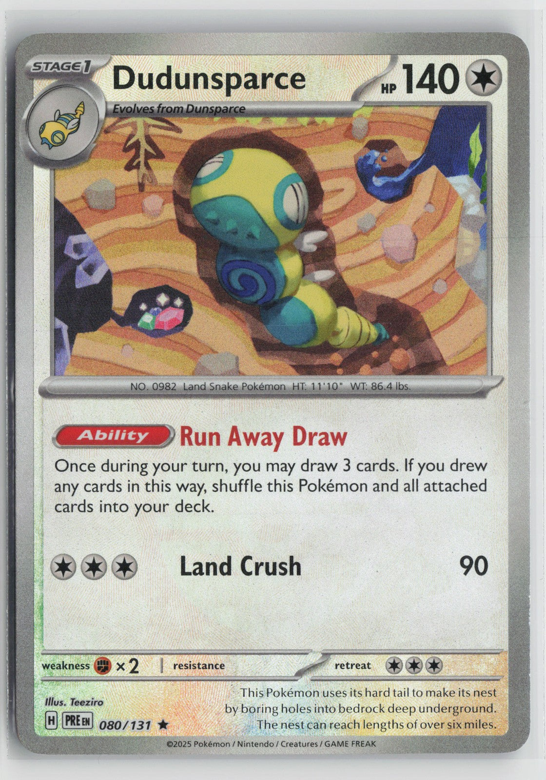 Dudunsparce (Poke Ball Pattern) Rare SV: Prismatic Evolutions 080/131 NM