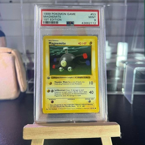 Magnemite 53/102 1st Edition Game Pokemon PSA 9