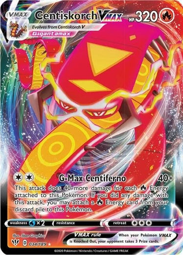 Centiskorch VMAX 034/189 Darkness Ablaze DAA Holo Rare VMAX mint 034 Pokemon