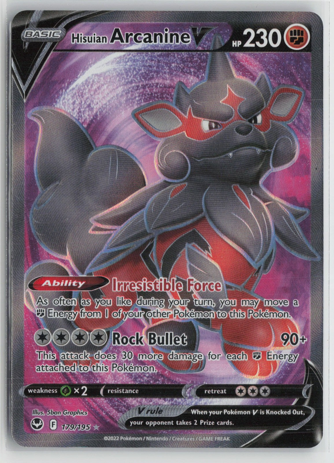 Hisuian Arcanine V 179/195 Rare Ultra Silver Tempest Pokemon NM