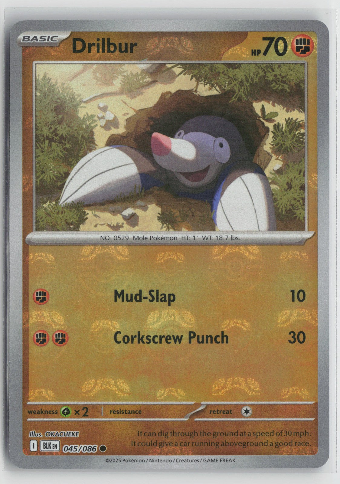 Drilbur (Master Ball Pattern) Common SV: Black Bolt 045/086 NM