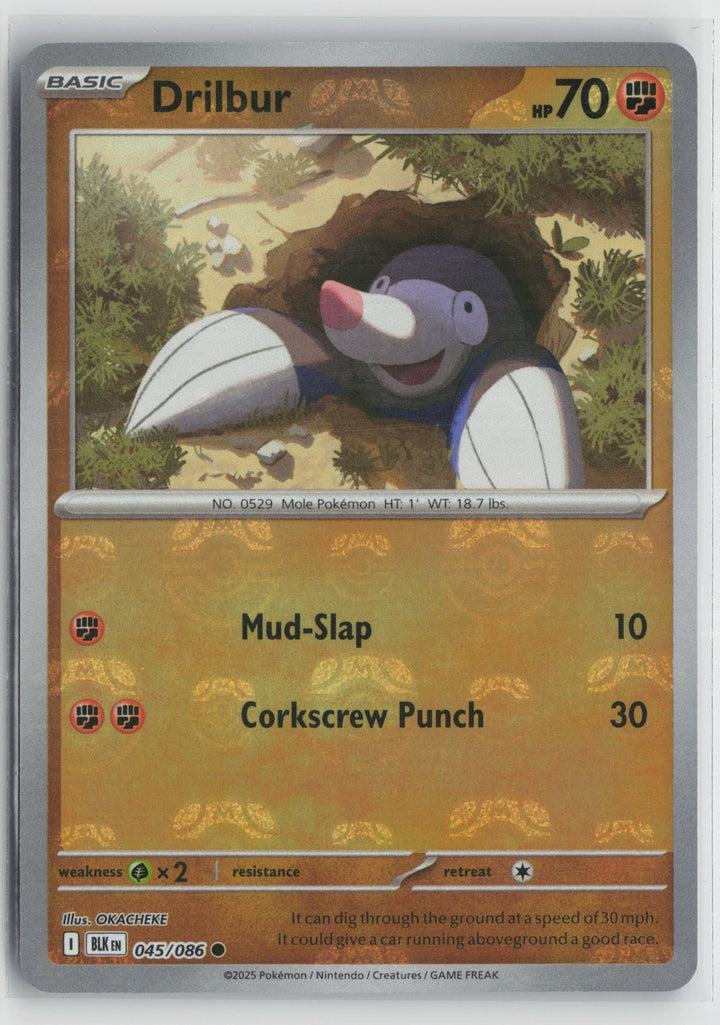 Drilbur (Master Ball Pattern) Common SV: Black Bolt 045/086 NM0