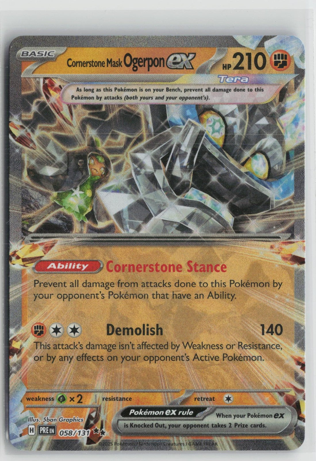 Cornerstone Mask Ogerpon ex 058/131 Double Rare Prismatic Evolutions Pokemon NM