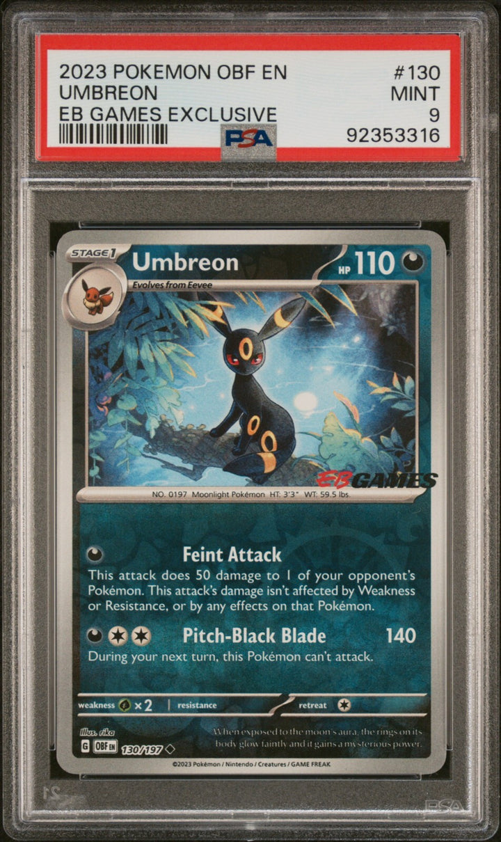 Umbreon EB Games 130 PSA 9 Exclusive Holo Promo EN 130 Pokemon Card 130 2023