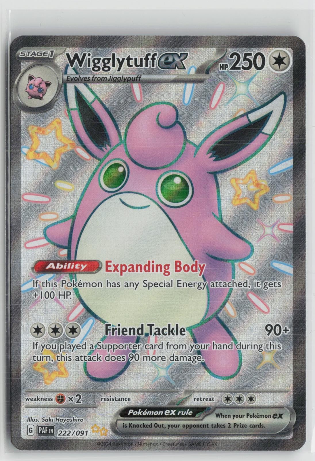 Wigglytuff ex 222/091 Shiny Ultra Rare Paldean Fates Pokemon NM