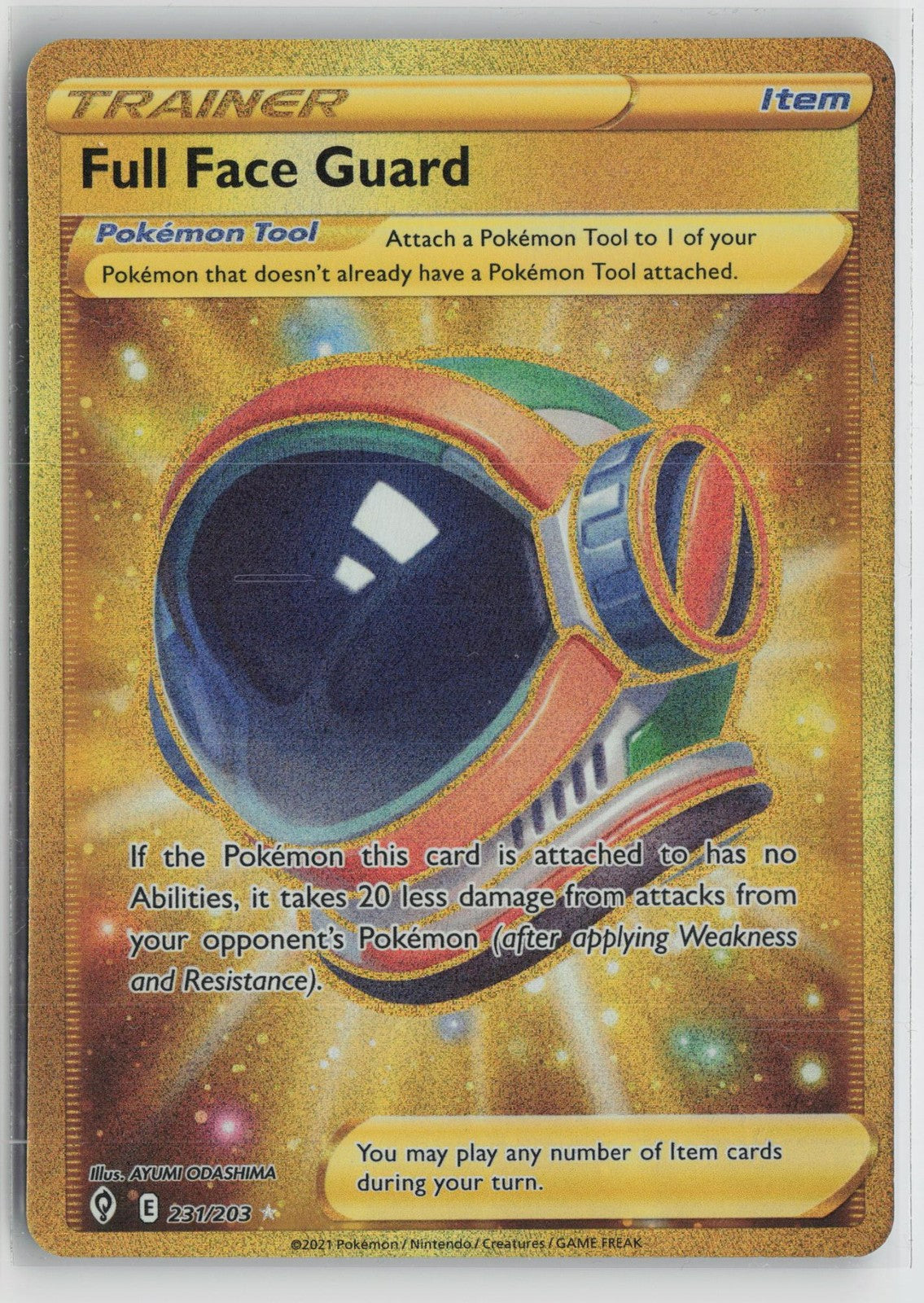 Full Face Guard 231/203 Secret Rare Evolving Skies Pokemon NM