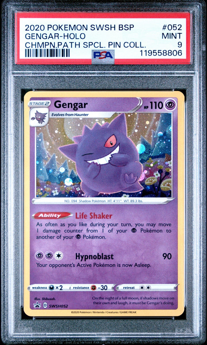 Gengar Holo 052/073 Champion's Path Special Pin Collection Pokemon PSA 90