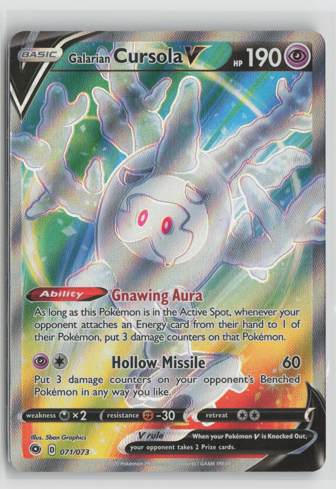 Galarian Cursola V 071/073 Ultra Rare Champion's Path Pokemon NM
